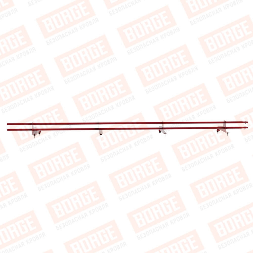 Снегозадержатель трубчатый Русский Рубеж 3м, 4 опоры, для МЧ с выс. ступенькой, рубиново-красный (RAL 3003), 350мм