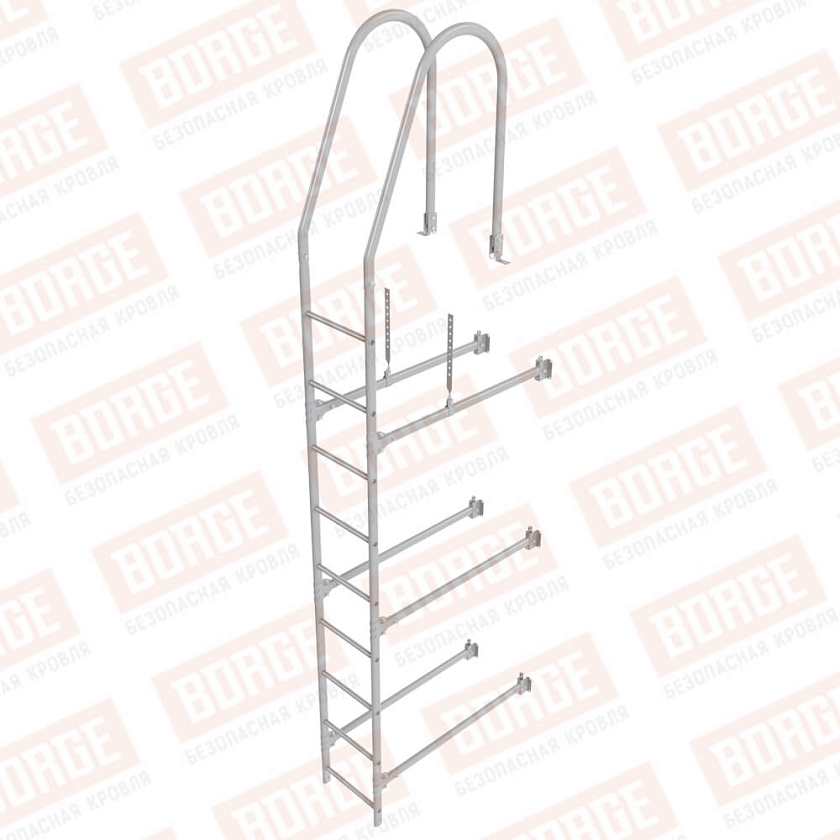 Комплект лестница фасадная BORGE (верхняя секция), 2,7м, сигнально-серый (RAL 7004)