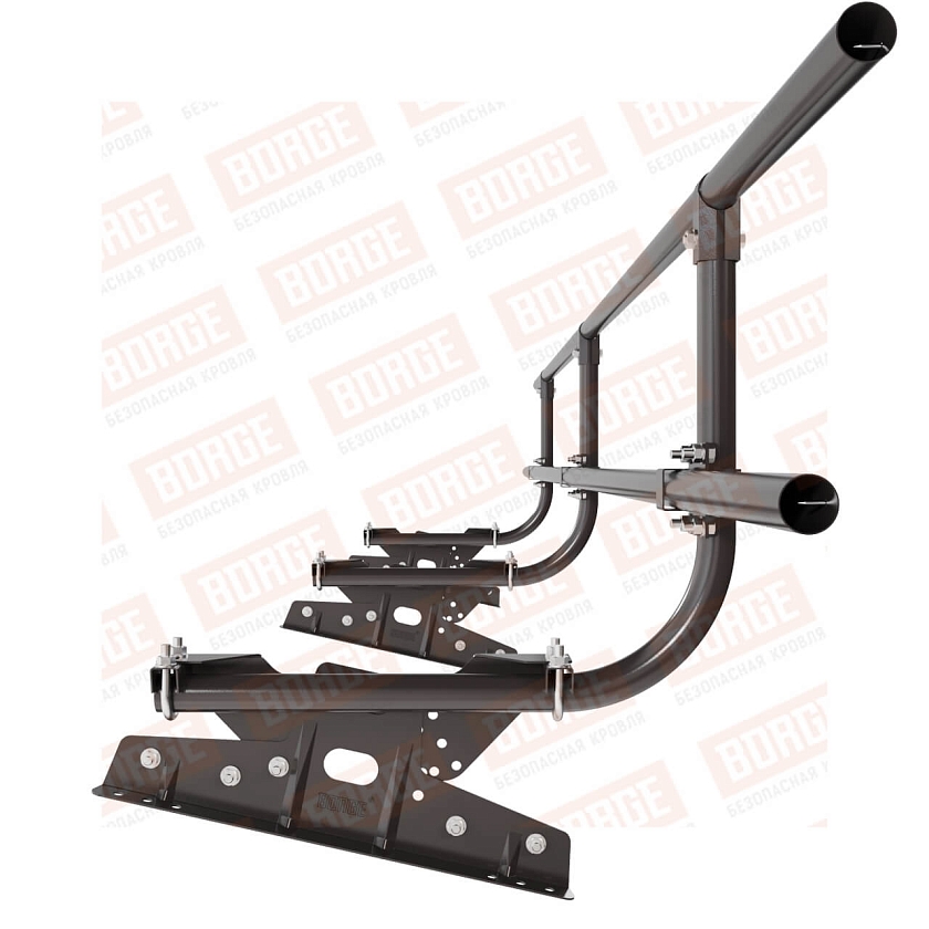 Ограждение кровельное BORGE H-60см, 3м, для фальцевой кровли, серо-коричневый (RAL 8019 matt)