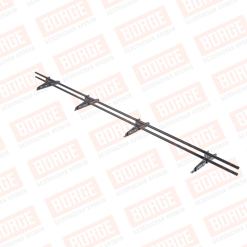 Снегозадержатель трубчатый Русский Рубеж D-25мм, 3м, 4 опоры, для фальц. кровли, серый графит (RAL 7024)