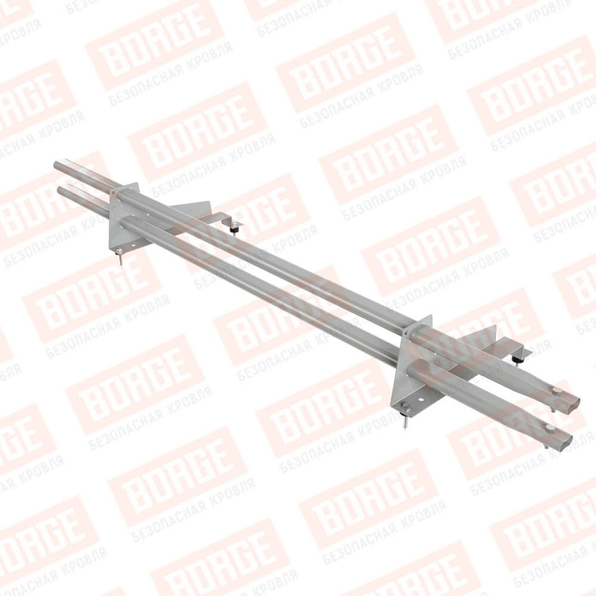 Снегозадержатель трубчатый Русский Рубеж 1,5м, 2 опоры, для МЧ с выс. ступ., бело-алюминиевый (RAL 9006), 350мм