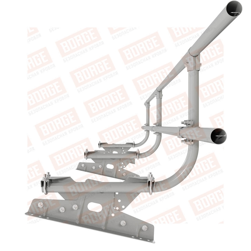 Ограждение кровельное BORGE H-60см, 3м, для фальцевой кровли, бело-алюминиевый (RAL 9006)