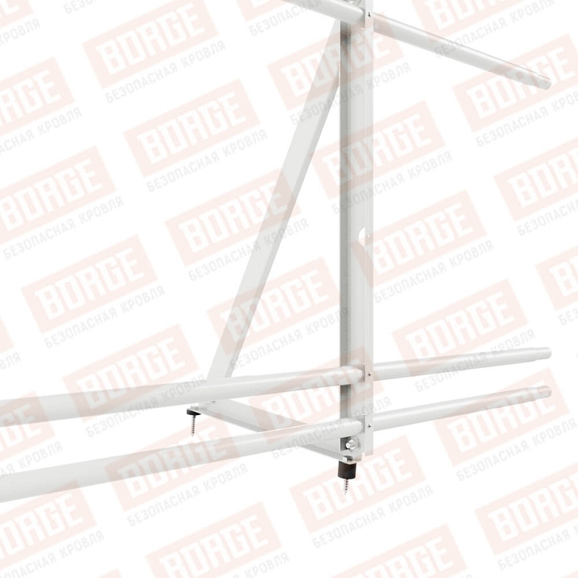 Ограждение кровельное Русский Рубеж H-90см, 3м, сигнально-белый (RAL 9003), с двумя доп. трубами