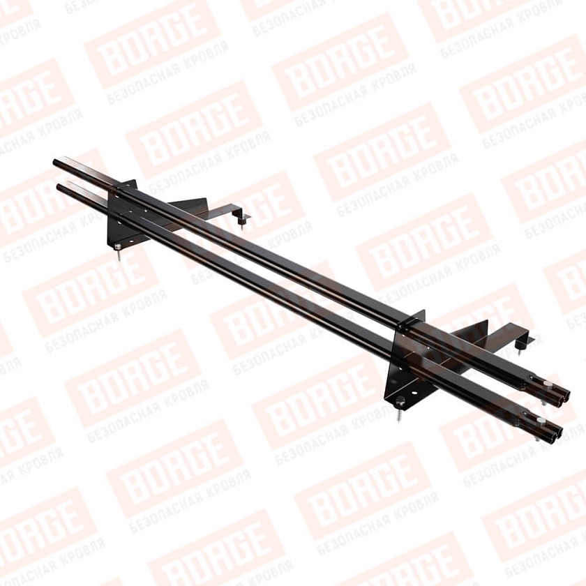 Снегозадержатель трубчатый BORGE 1,5м, 2 опоры, для МЧ с выс. ступ., чёрный (RAL 9005), 400мм