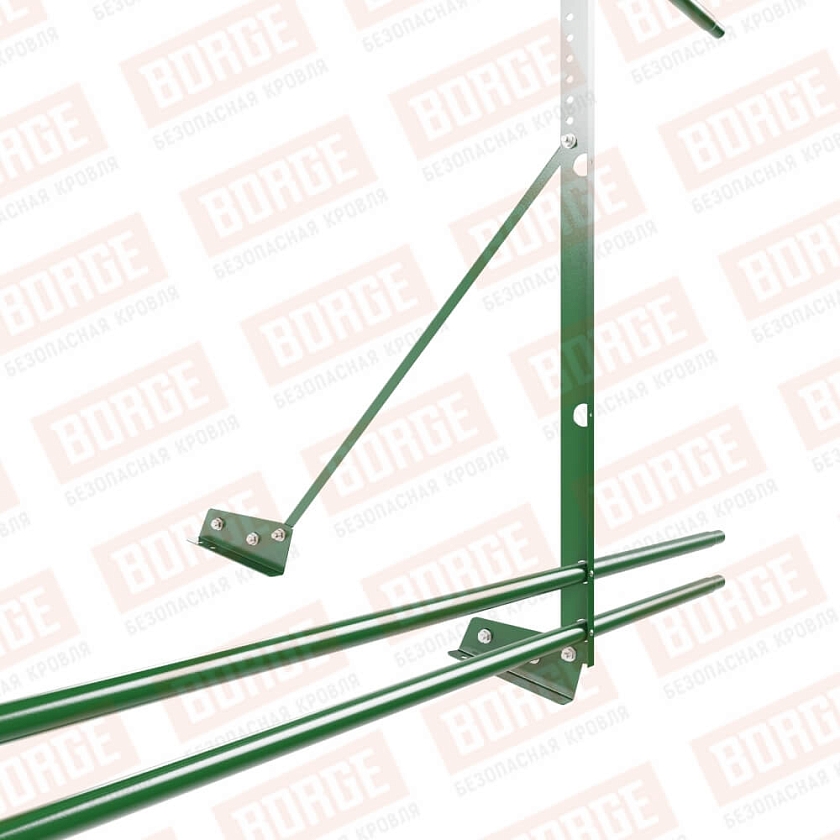 Ограждение декоративное NewLine H-120см, 3м, для фальц. кров., лиственно-зеленый (RAL 6002), с двумя доп. трубами