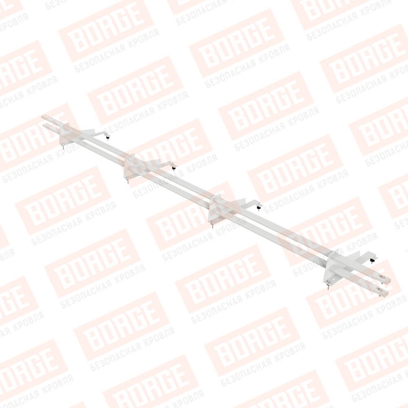 Снегозадержатель трубчатый BORGE 3м, 4 опоры, для МЧ с выс. ступ., сигнально-белый (RAL 9003), 400мм