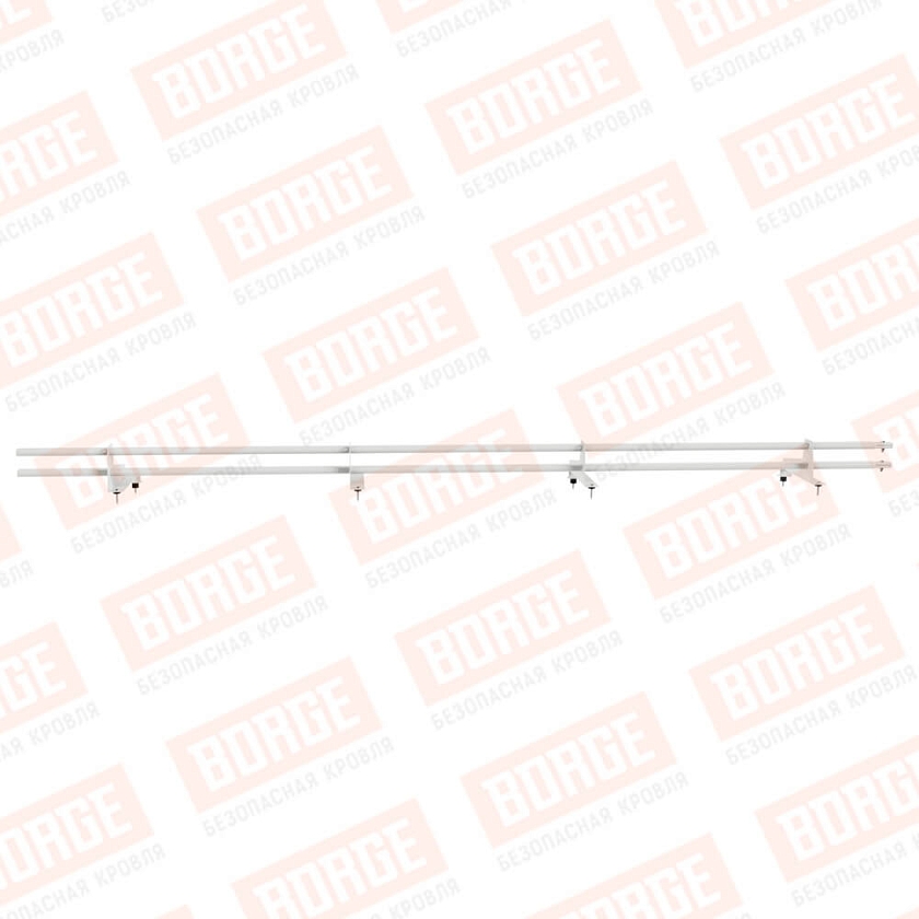 Снегозадержатель трубчатый BORGE 3м, 4 опоры, для МЧ с выс. ступен., сигнально-белый (RAL 9003), 350мм