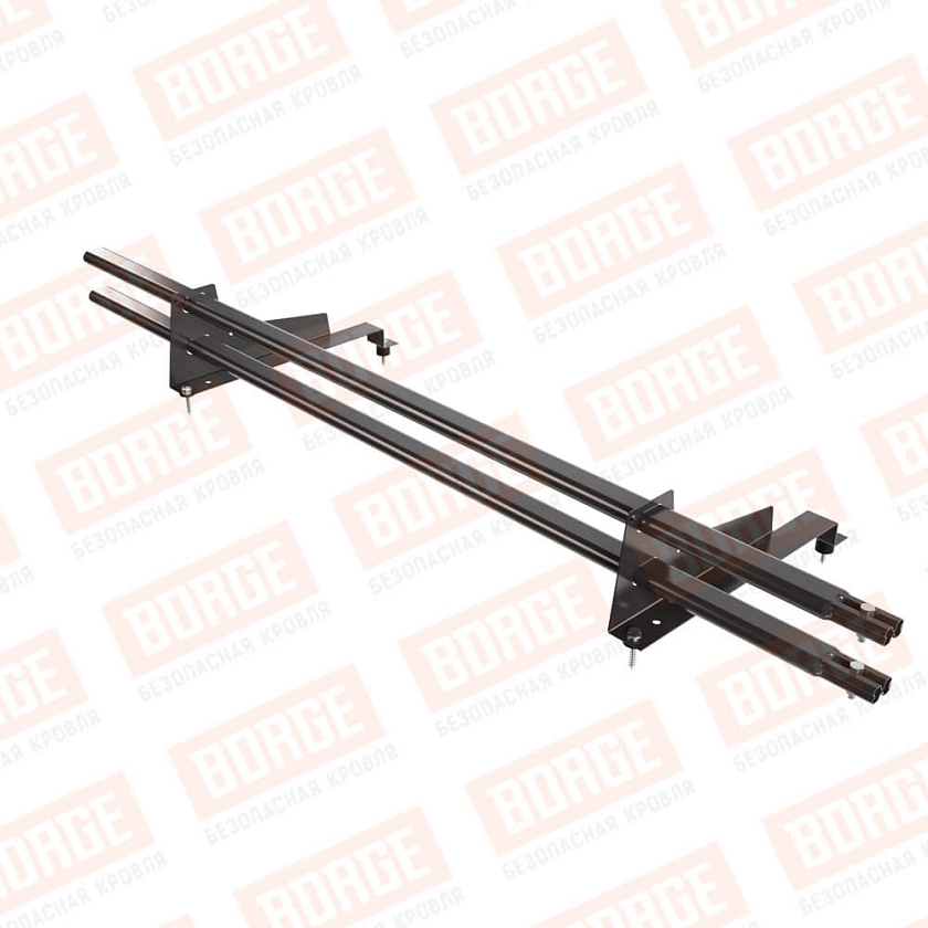 Снегозадержатель трубчатый BORGE 1,5м, 2 опоры, для МЧ с выс. ступ., серо-коричневый (RR 32), 400мм