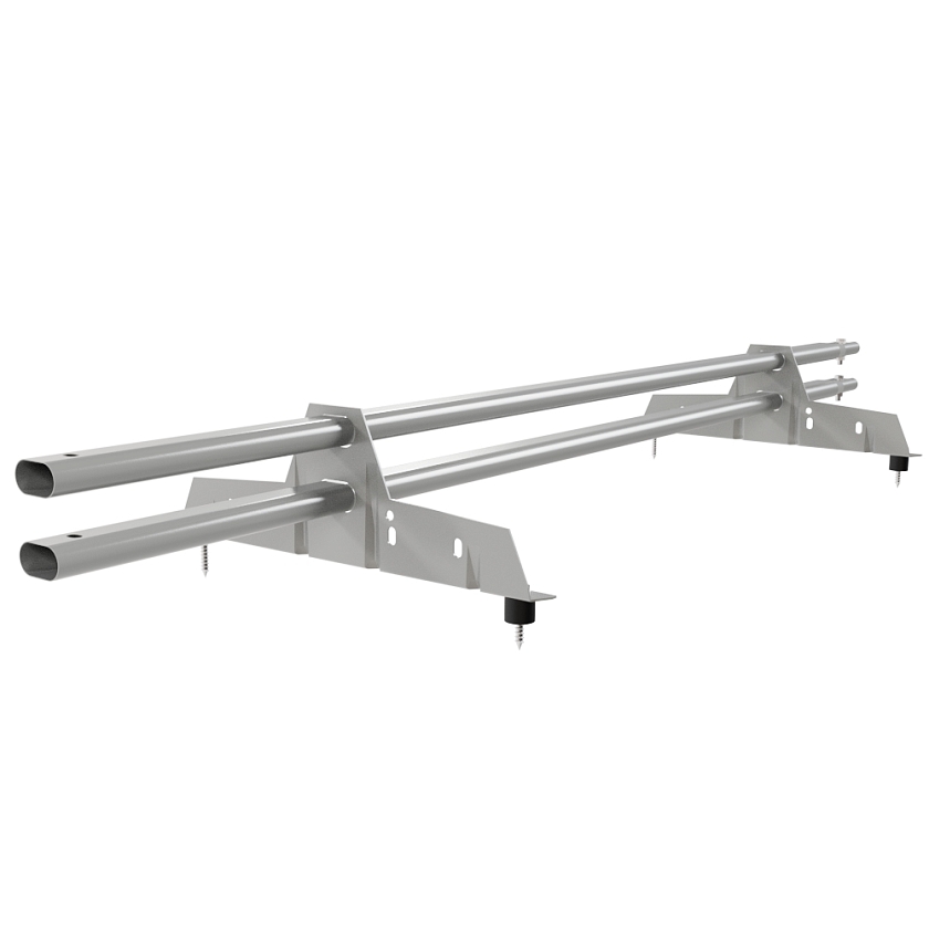 Снегозадержатель трубчатый Русский Рубеж 25х45мм, 1,5м, 2 опоры, бело-алюминиевый (RAL 9006)