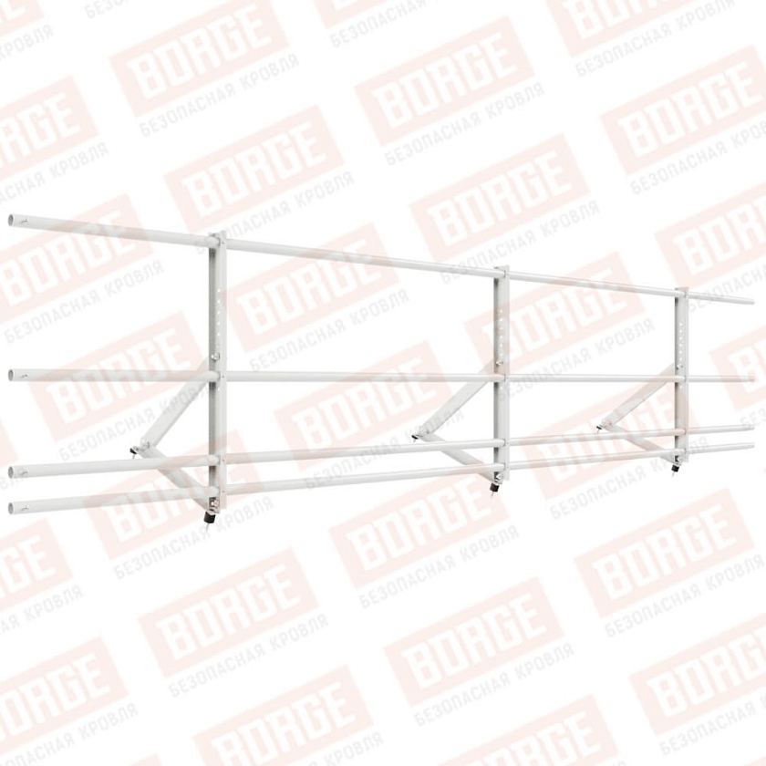 Ограждение кровельное Русский Рубеж H-60см, 3м, сигнально-белый (RAL 9003), с двумя доп. трубами