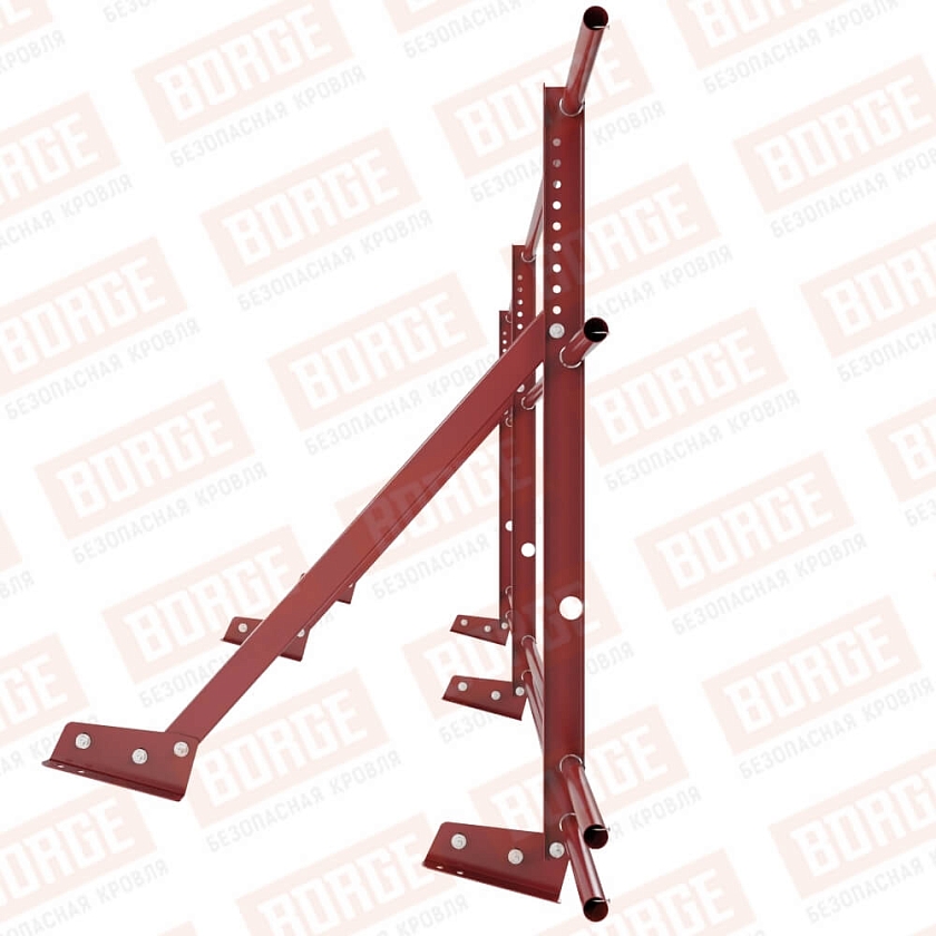 Ограждение кровельное Русский Рубеж H-90см, 3м, для фальцевой кровли, коричнево-красный (RAL 3011), с двумя доп. трубами