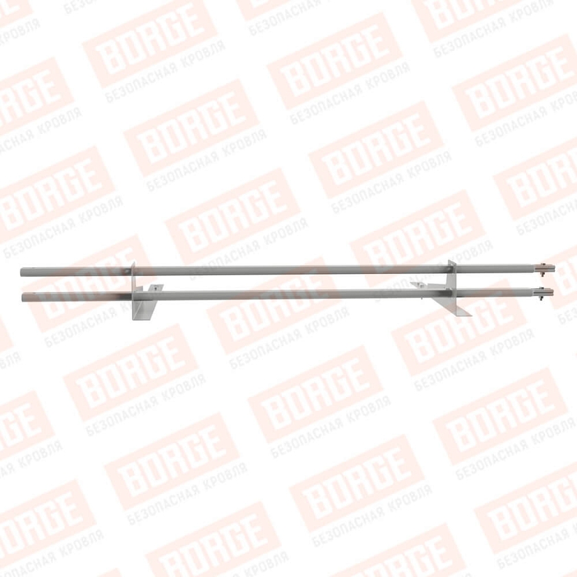 Снегозадержатель трубчатый BORGE 1,5м, 2 опоры, для гибкой черепицы,  бело-алюминиевый (RAL 9006)