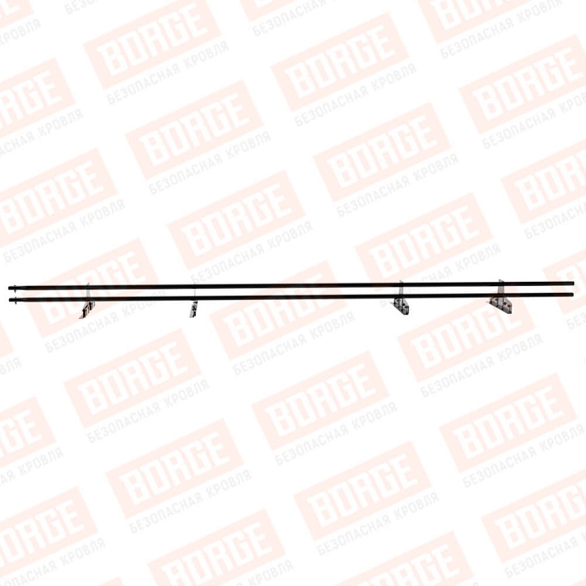 Снегозадержатель трубчатый Русский Рубеж 25х45мм, 3м, 4 опоры, для фальц. кровли, чёрный (RAL 9005)