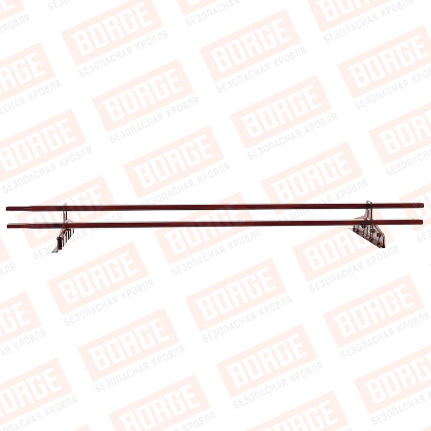 Снегозадержатель трубчатый Русский Рубеж 20х40мм, 1,5м, 2 опоры, для фальц. кровли, красное вино (RAL 3005)