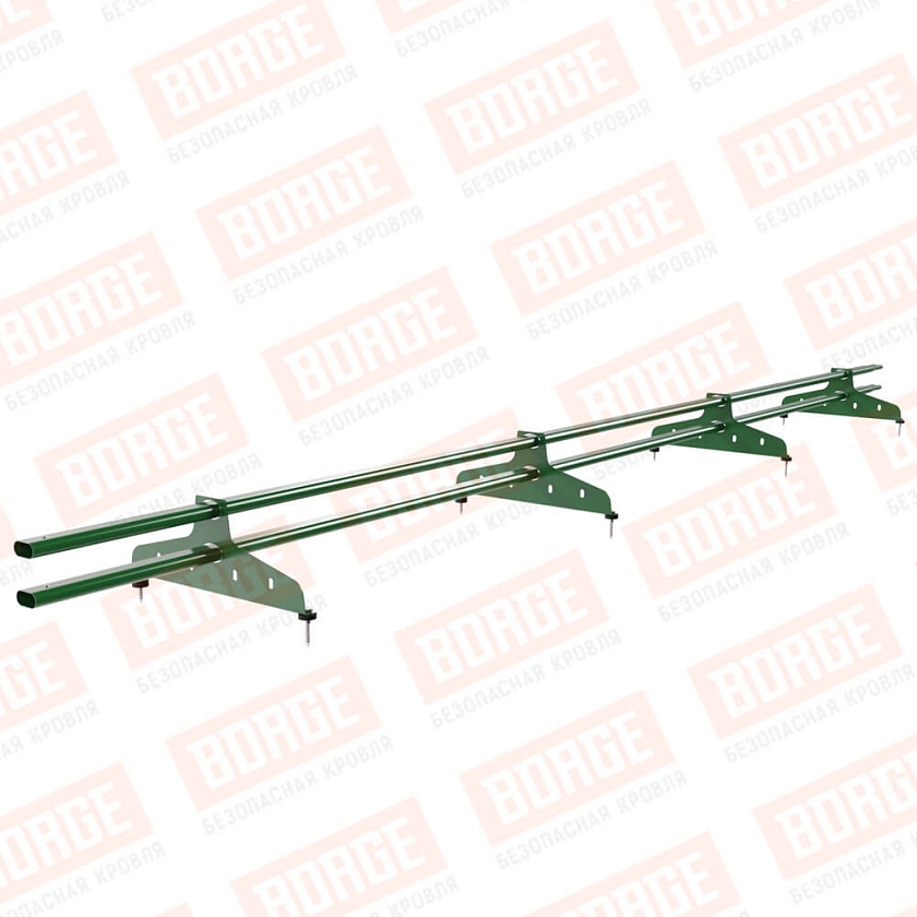 Снегозадержатель трубчатый NewLine 3м, 20х40мм, 4 опоры, лиственно-зеленый (RAL 6002)
