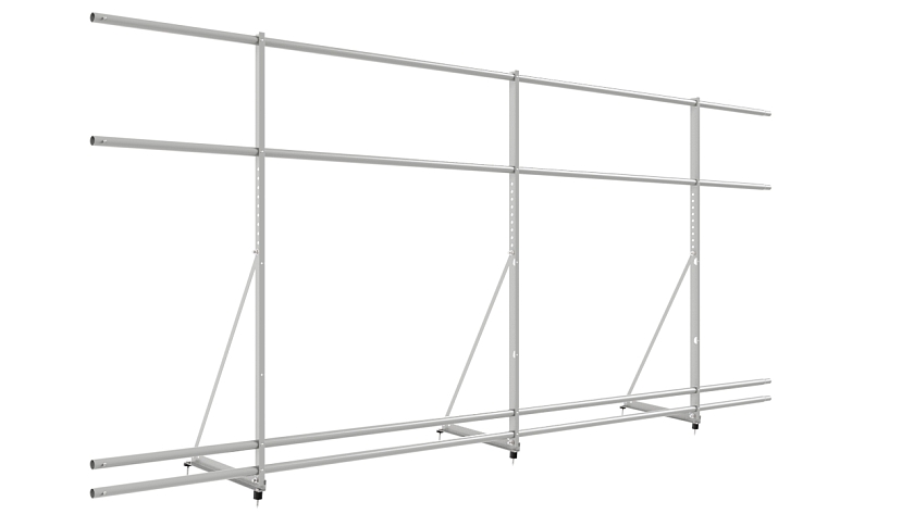 Ограждение кровельное NewLine H-120см, 3м, бело-алюминиевый (RAL 9006), с двумя доп. трубами