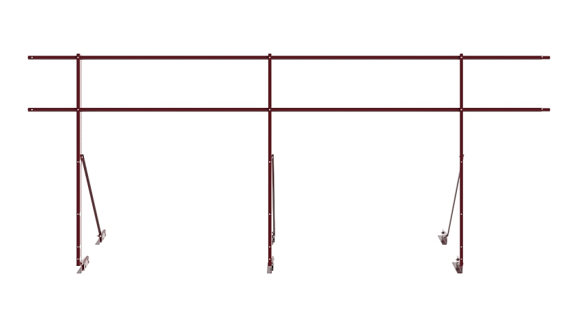 Ограждение кровельное NewLine H-120см, 3м, для фальцевой кровли, красное вино (RAL 3005)