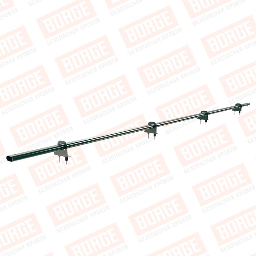 Снегозадержатель однотрубчатый BORGE 3м, 4 опоры, зеленый мох (RAL 6005)