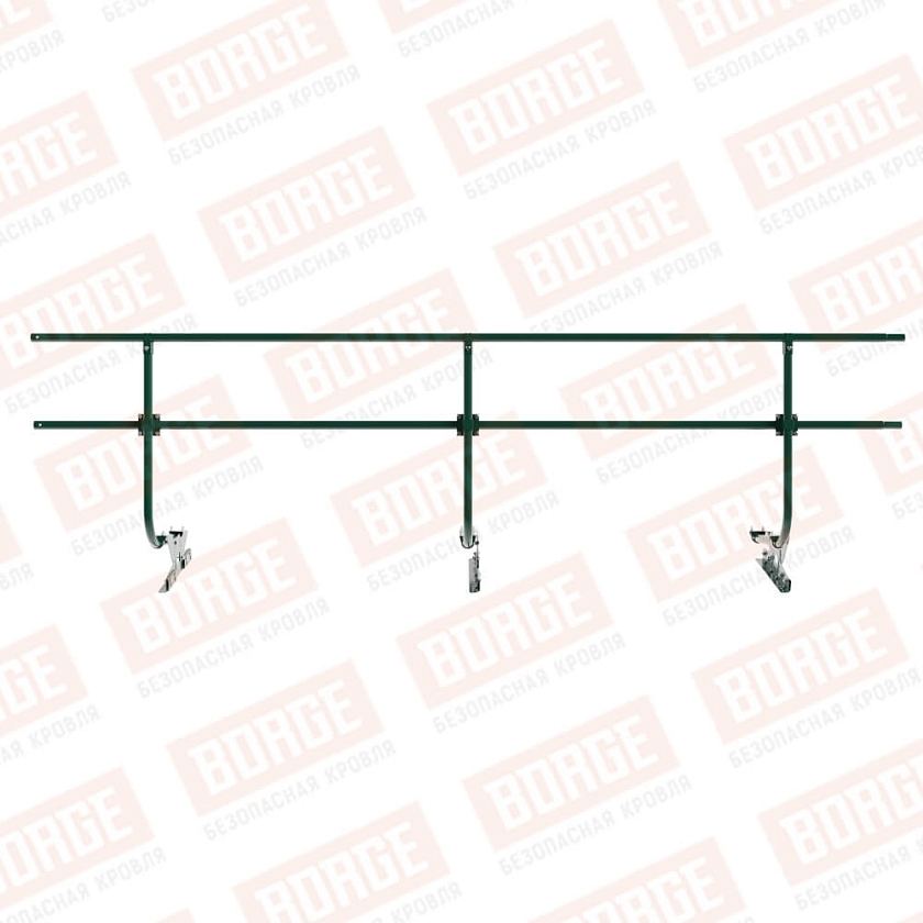 Ограждение кровельное BORGE H-90см, 3м, для фальцевой кровли, зеленый мох (RAL 6005)