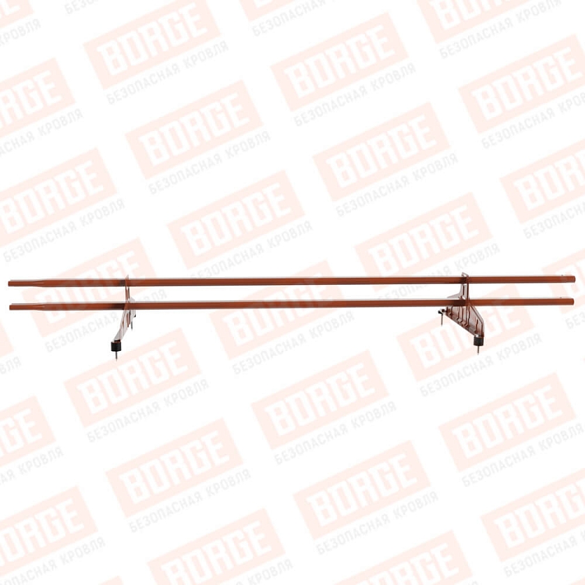 Снегозадержатель трубчатый Русский Рубеж 20х40мм, 1,5м, 2 опоры, терракотовый (RAL 8004)