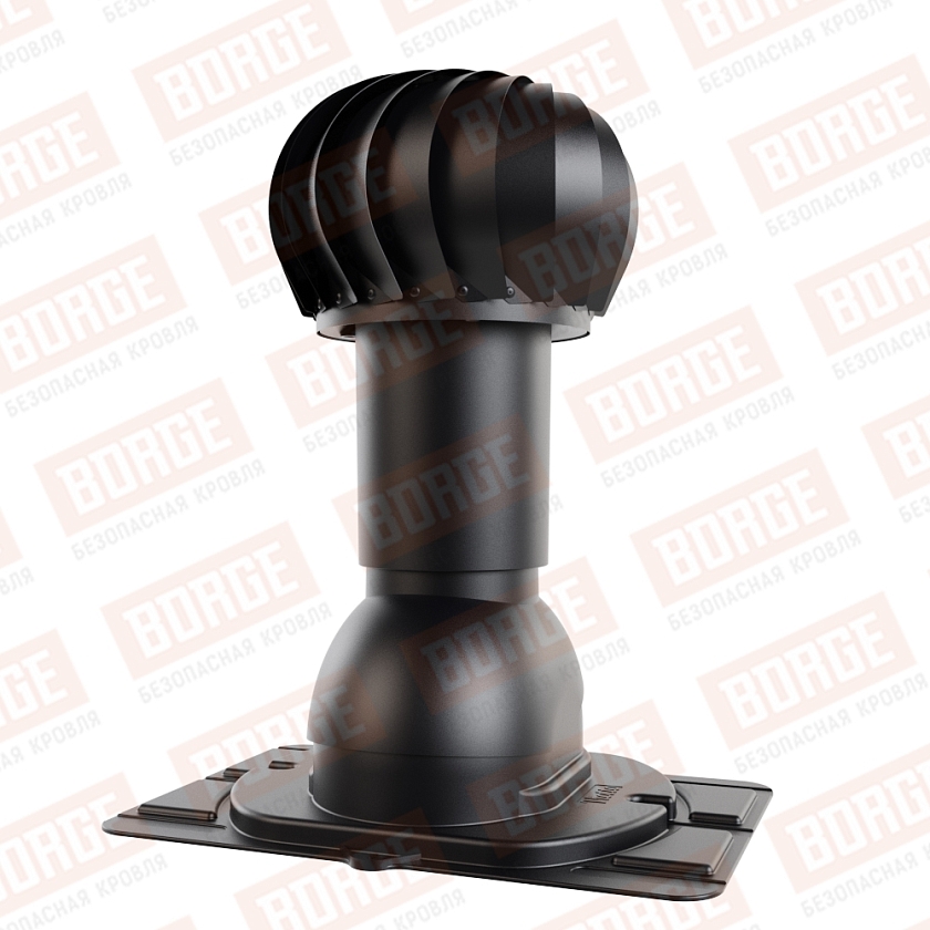 Роторная вентиляция Viotto с универсальным проходным элементом, d-110мм, h-550мм, утепленная, чёрный (RAL 9005)