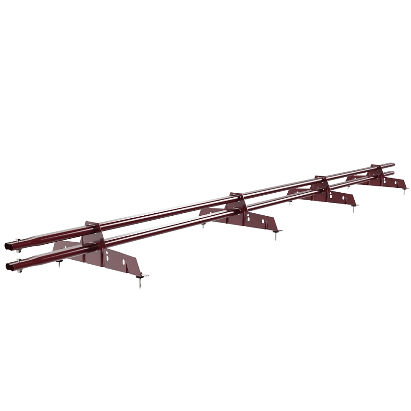 Снегозадержатель трубчатый Русский Рубеж 25х45мм, 3м, 4 опоры, красное вино (RAL 3005)