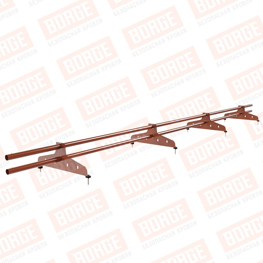 Снегозадержатель трубчатый NewLine 3м, D-25мм, 4 опоры, терракотовый (RAL 8004)