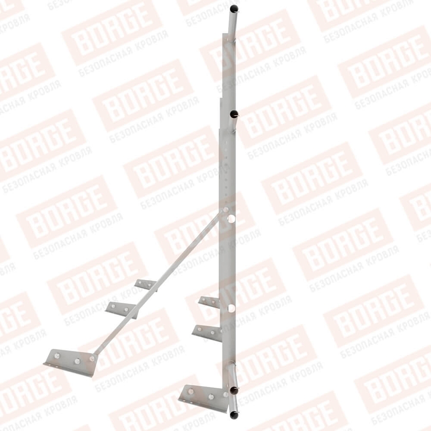 Ограждение декоративное NewLine H-120см, 3м, для фальц. кров., бело-алюминиевый (RAL 9006), с двумя доп. трубами