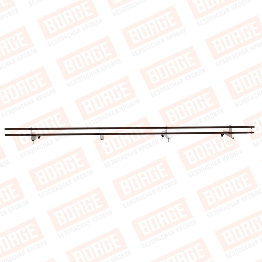 Снегозадержатель трубчатый Русский Рубеж 3м, 4 опоры, для МЧ с выс. ступенькой, коричневый шоколад (RAL 8017), 400мм