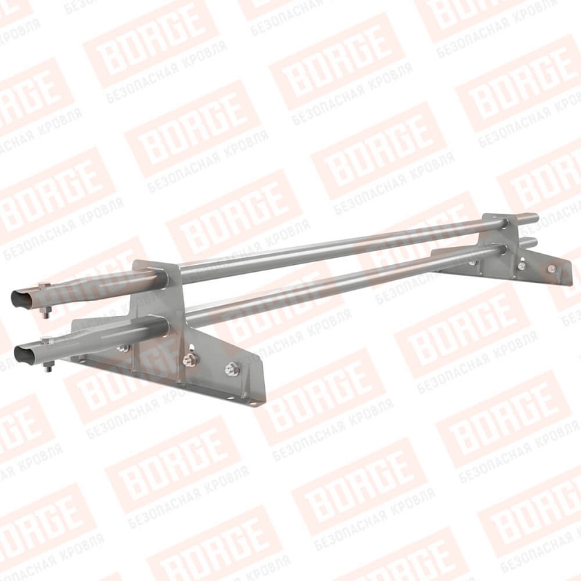 Снегозадержатель трубчатый Русский Рубеж 25х45мм, 1,5м, 2 опоры, для фальц. кров., бело-алюминиевый (RAL 9006)