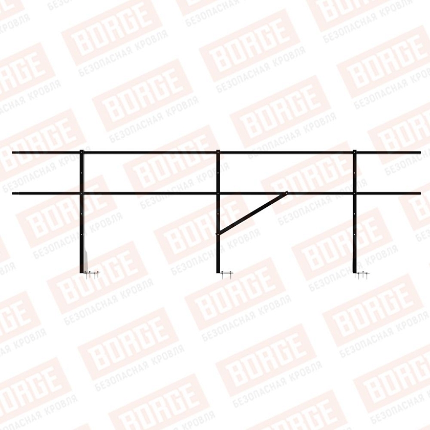 Ограждение плоских кровель Русский Рубеж Н-90, 3м, верхнее крепление, чёрный (RAL 9005)