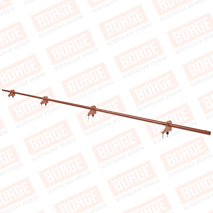 Снегозадержатель однотрубчатый NewLine 3м, D-25мм, 4 опоры, терракотовый (RAL 8004)