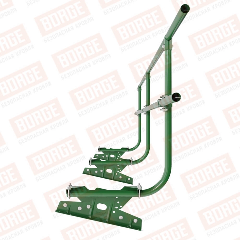 Ограждение кровельное BORGE H-90см, 3м, для фальцевой кровли, лиственно-зеленый (RAL 6002)