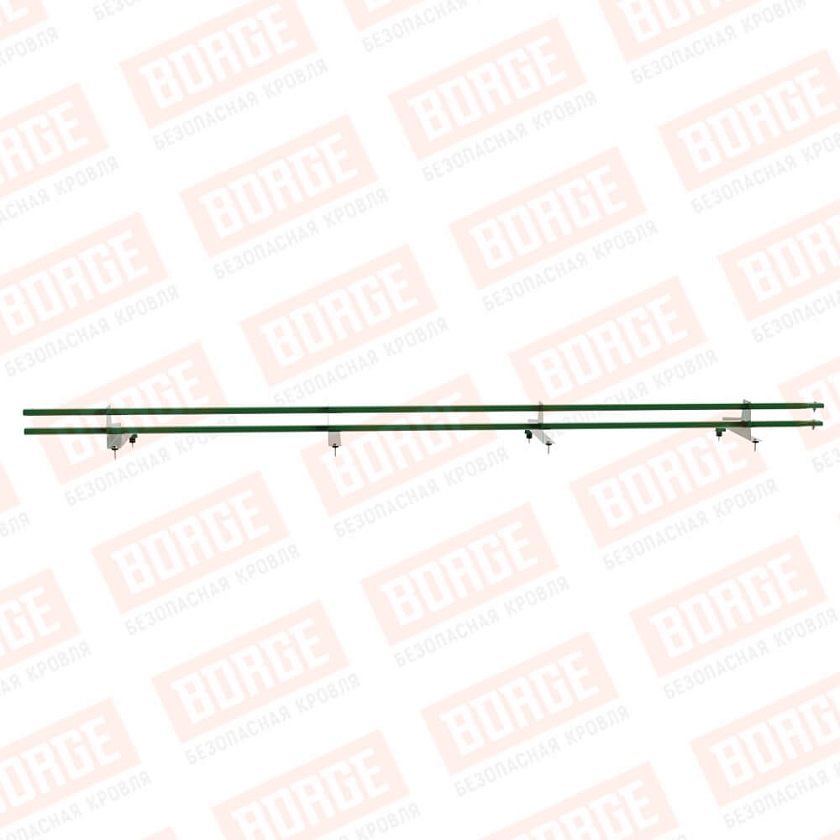 Снегозадержатель трубчатый Русский Рубеж 3м, 4 опоры, для МЧ с выс. ступенькой, лиственно-зеленый (RAL 6002), 400мм