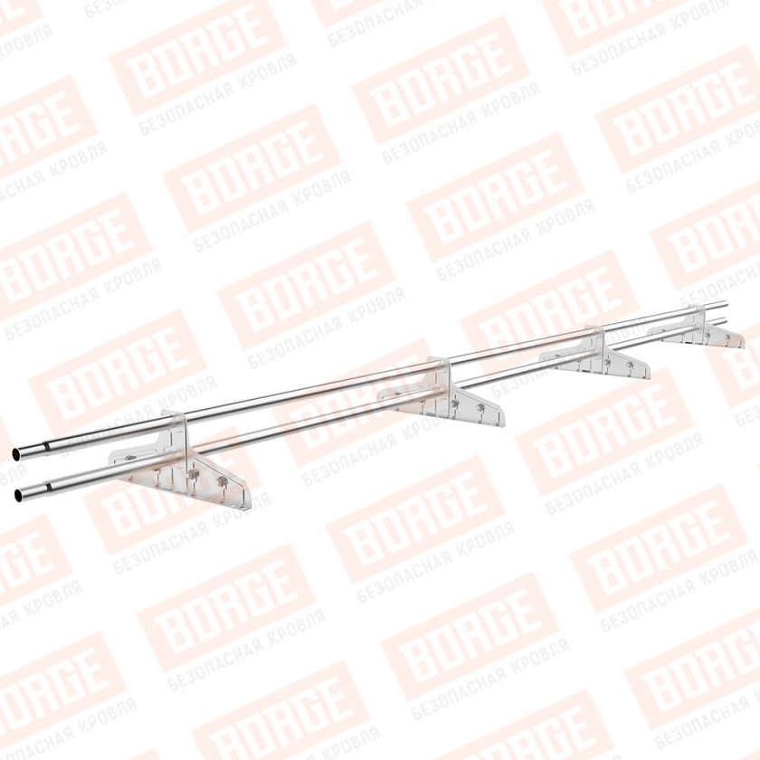 Снегозадержатель трубчатый Русский Рубеж D-25мм, 3м, 4 опоры, для фальц. кровли, цинк