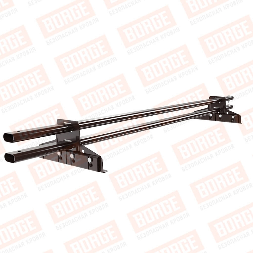 Снегозадержатель трубчатый BORGE 1,5м, 2 опоры, для фальцевой кровли, коричневый шоколад (RAL 8017 matt)