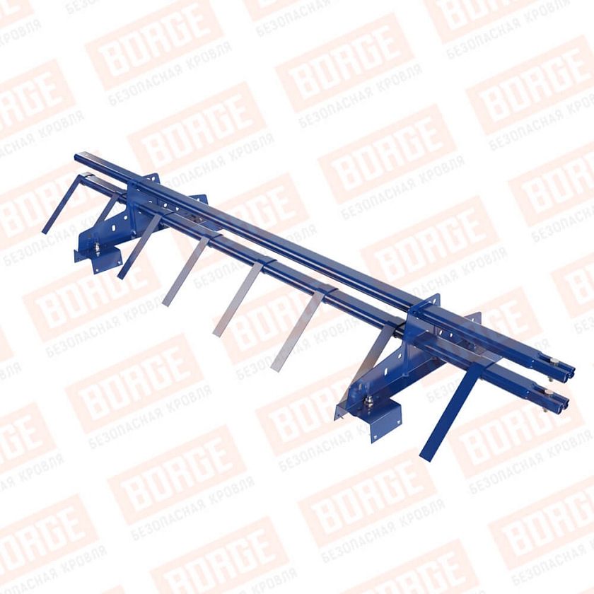 Снегозадержатель трубчатый BORGE 1,5м, 2 опоры, для профнастила Н-114, сигнально-синий (RAL 5005)