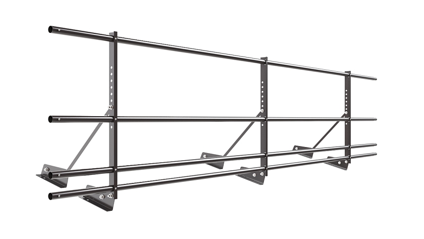 Ограждение кровельное NewLine H-60см, 3м, для фальц. кров., серо-коричневый (RR 32), с двумя доп. трубами