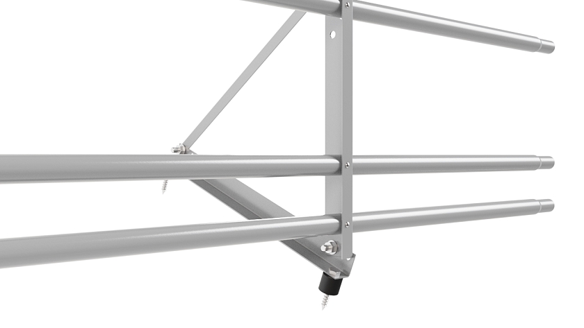 Ограждение кровельное NewLine H-60см, 3м, сигнально-серый (RAL 7004), с двумя доп. трубами