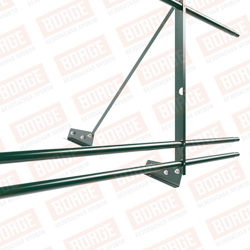 Ограждение декоративное NewLine H-90см, 3м, для фальц. кров., зеленый мох (RAL 6005), с двумя доп. трубами