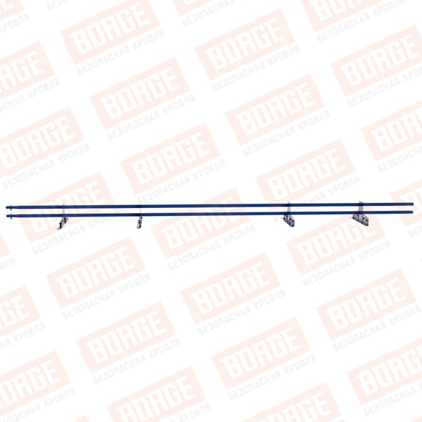 Снегозадержатель трубчатый Русский Рубеж 25х45мм, 3м, 4 опоры, для фальц. кровли, сигнально-синий (RAL 5005)