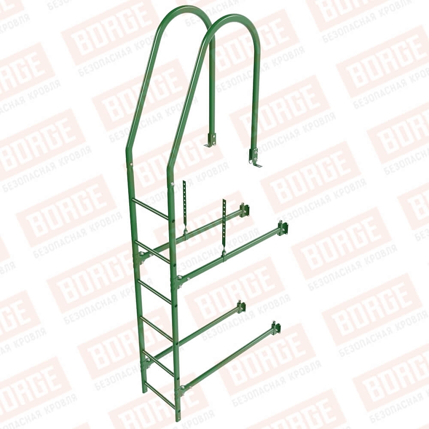 Комплект лестница фасадная BORGE (верхняя секция), 1,8м, лиственно-зеленый (RAL 6002)