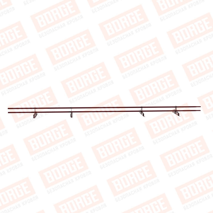 Снегозадержатель трубчатый Русский Рубеж 20х40мм, 3м, 4 опоры, для фальц. кровли, красное вино (RAL 3005)