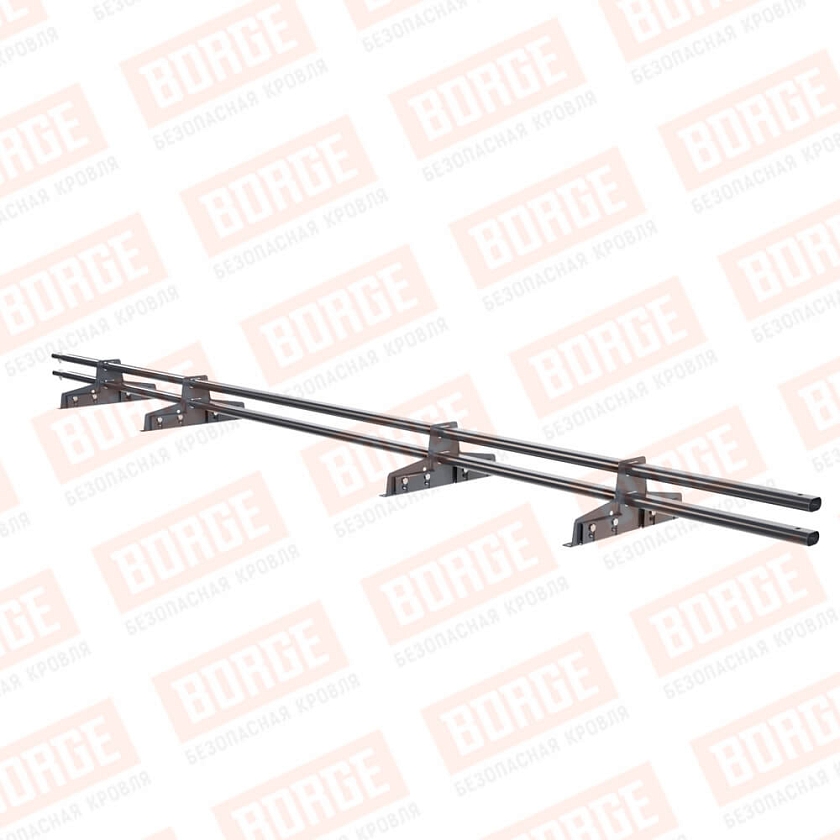 Снегозадержатель трубчатый Русский Рубеж 25х45мм, 3м, 4 опоры, для фальц. кровли, серый графит (RAL 7024)