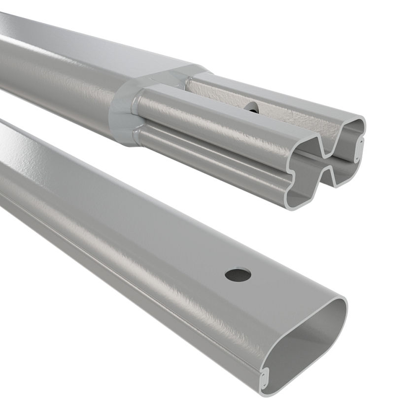 Труба снегозадержателя Русский Рубеж 45х25х3000, бело-алюминиевый (RAL 9006)