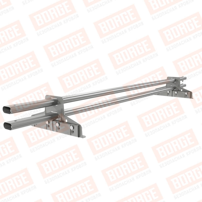 Снегозадержатель трубчатый BORGE 1,5м, 2 опоры, для фальцевой кровли, бело-алюминиевый (RAL 9006)