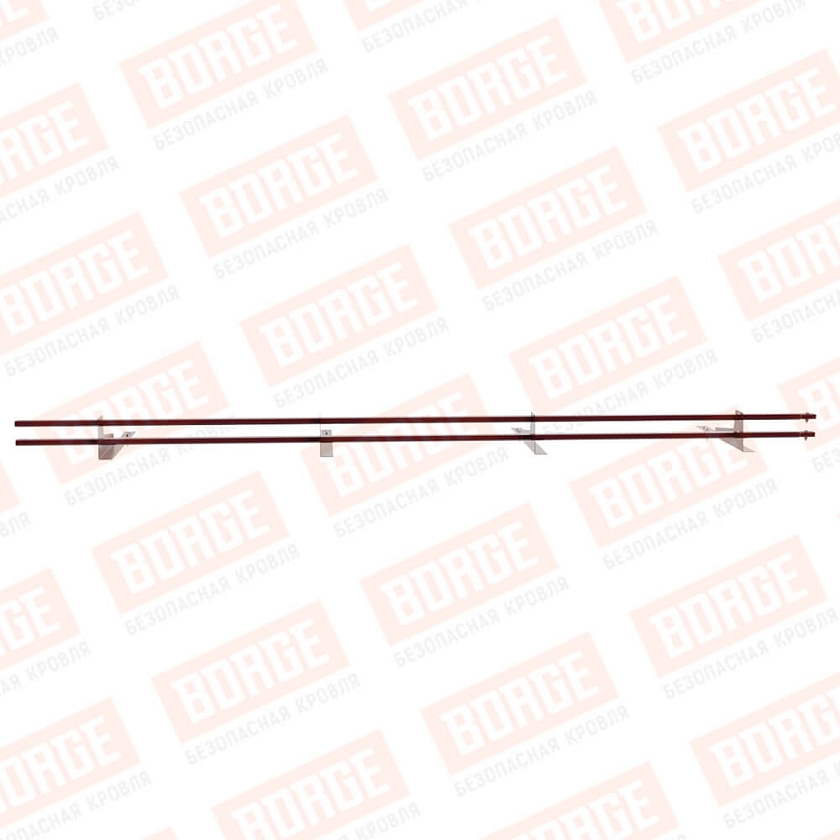 Снегозадержатель трубчатый BORGE 3м, 4 опоры, для гибкой черепицы, красное вино (RAL 3005)