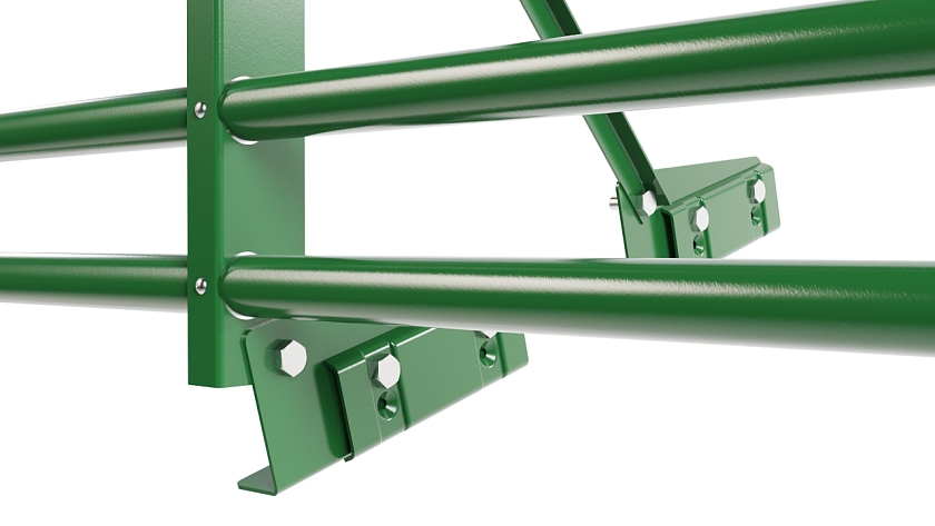 Ограждение кровельное NewLine H-60см, 3м, для фальц. кров., лиственно-зеленый (RAL 6002), с двумя доп. трубами