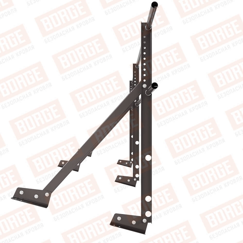 Ограждение кровельное Русский Рубеж H-90см, 3м, для фальцевой кровли, серо-коричневый (RAL 8019)