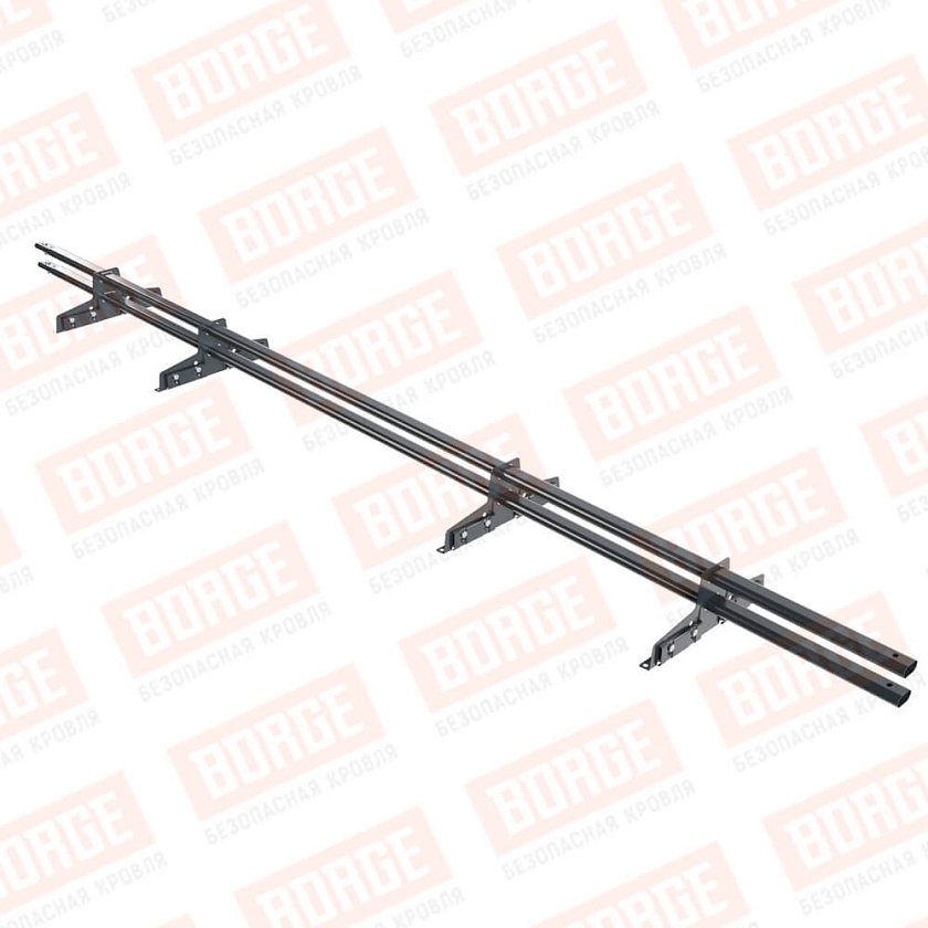 Снегозадержатель трубчатый Русский Рубеж 25х45мм, 3м, 4 опоры, для фальц. кровли, антрацитово-серый (RAL 7016)